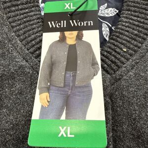 Well Worn Ladies' Bomber Style Jacket, Gray Tight Size XL NWT